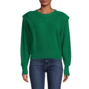 Design 365 Structured Shoulder Cashmere Sweaterr Green Soft Luxury Medium
